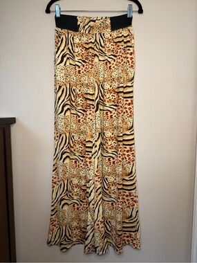 Animal Print Wide Leg Pants in Tan and Black